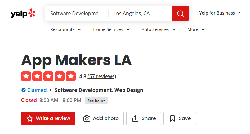 App Makers LA reviews on Yelp