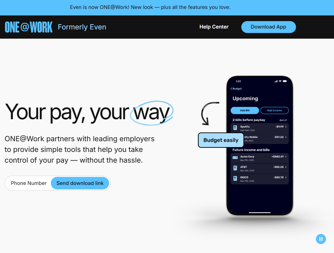 even - One@Work - financial app similar to Klover